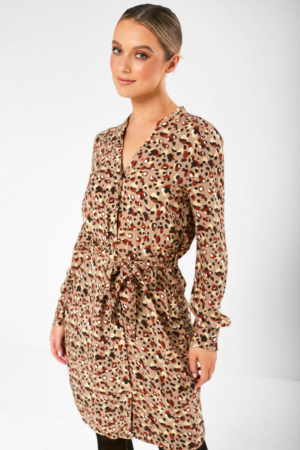 Carly Shirt Dress in Leopard Print