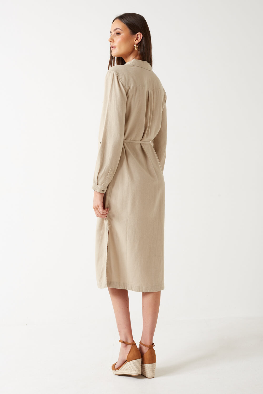Caro Linen Shirt Dress in Beige