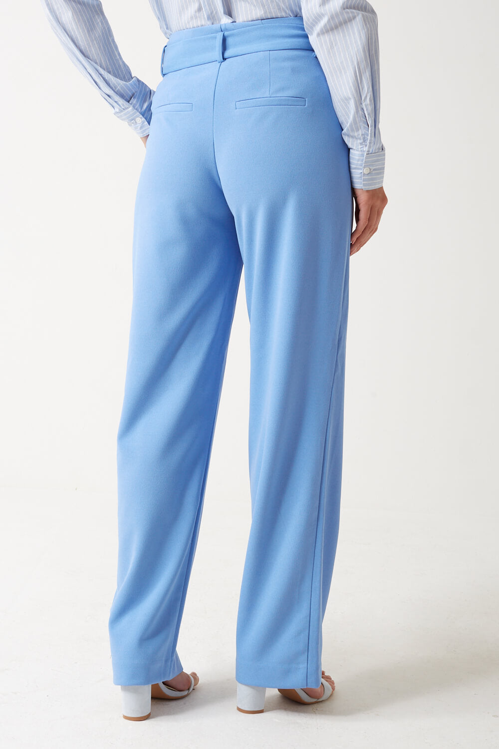 Carolina High Waisted Wide Leg Trousers in Blue