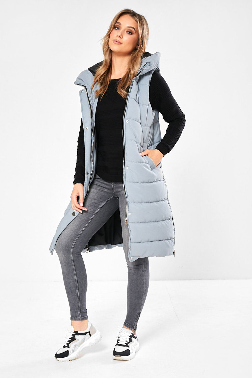 Miriam Padded Gilet in Steel Blue