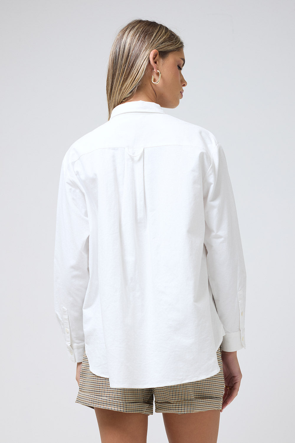 Melanie LS Cotton Shirt in White