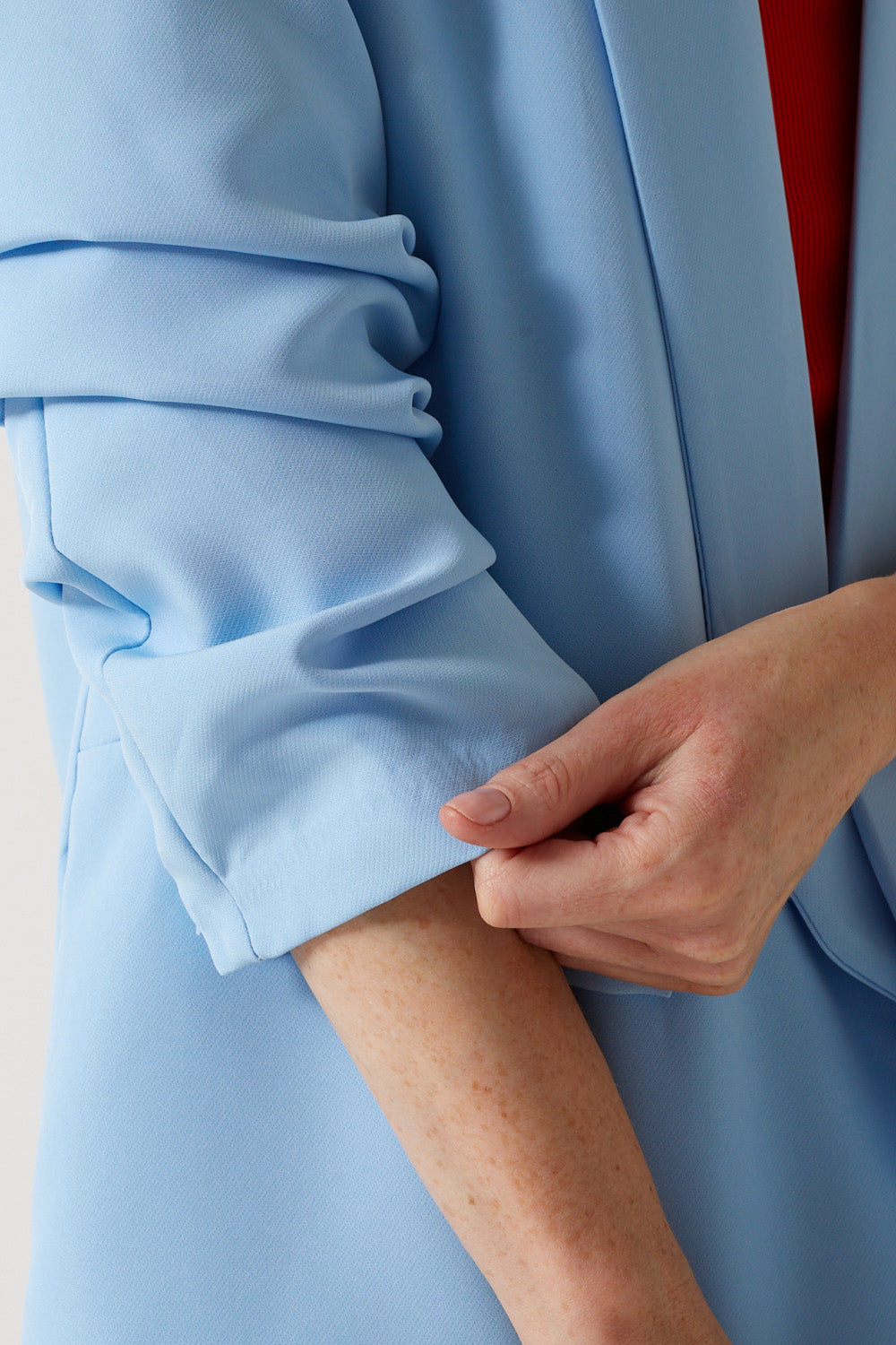 Chantel Ruched Sleeve Blazer in Blue