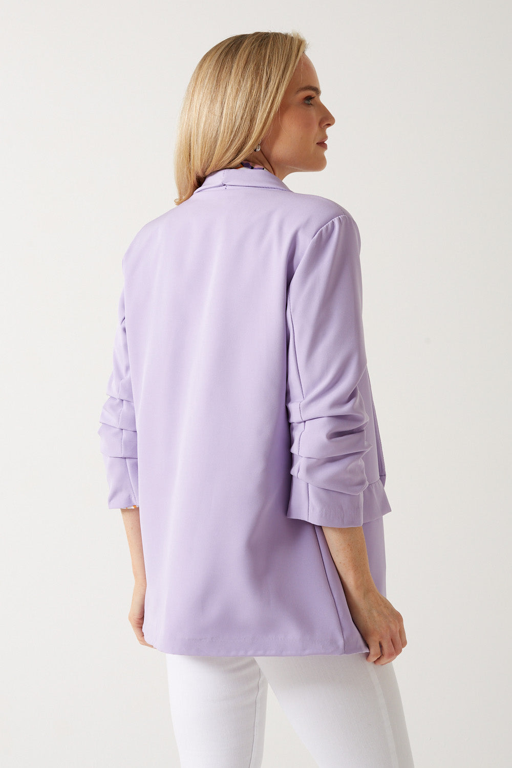 Chantel Ruched Sleeve Blazer in Lilac
