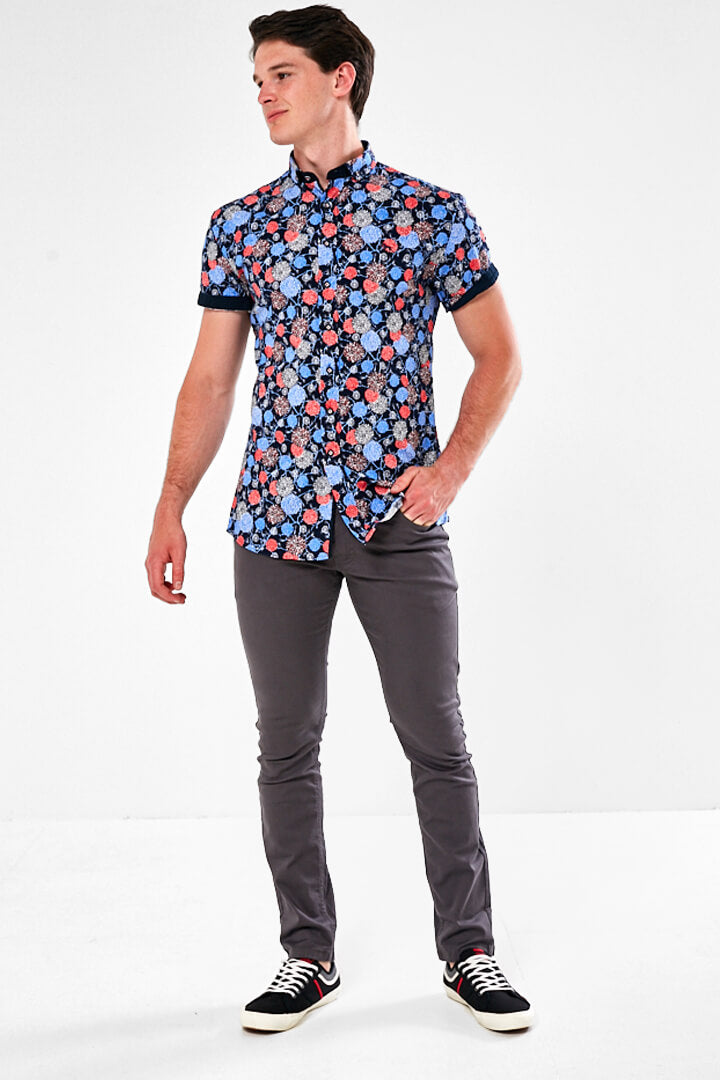 Clover Short Sleeve Shirt in Navy