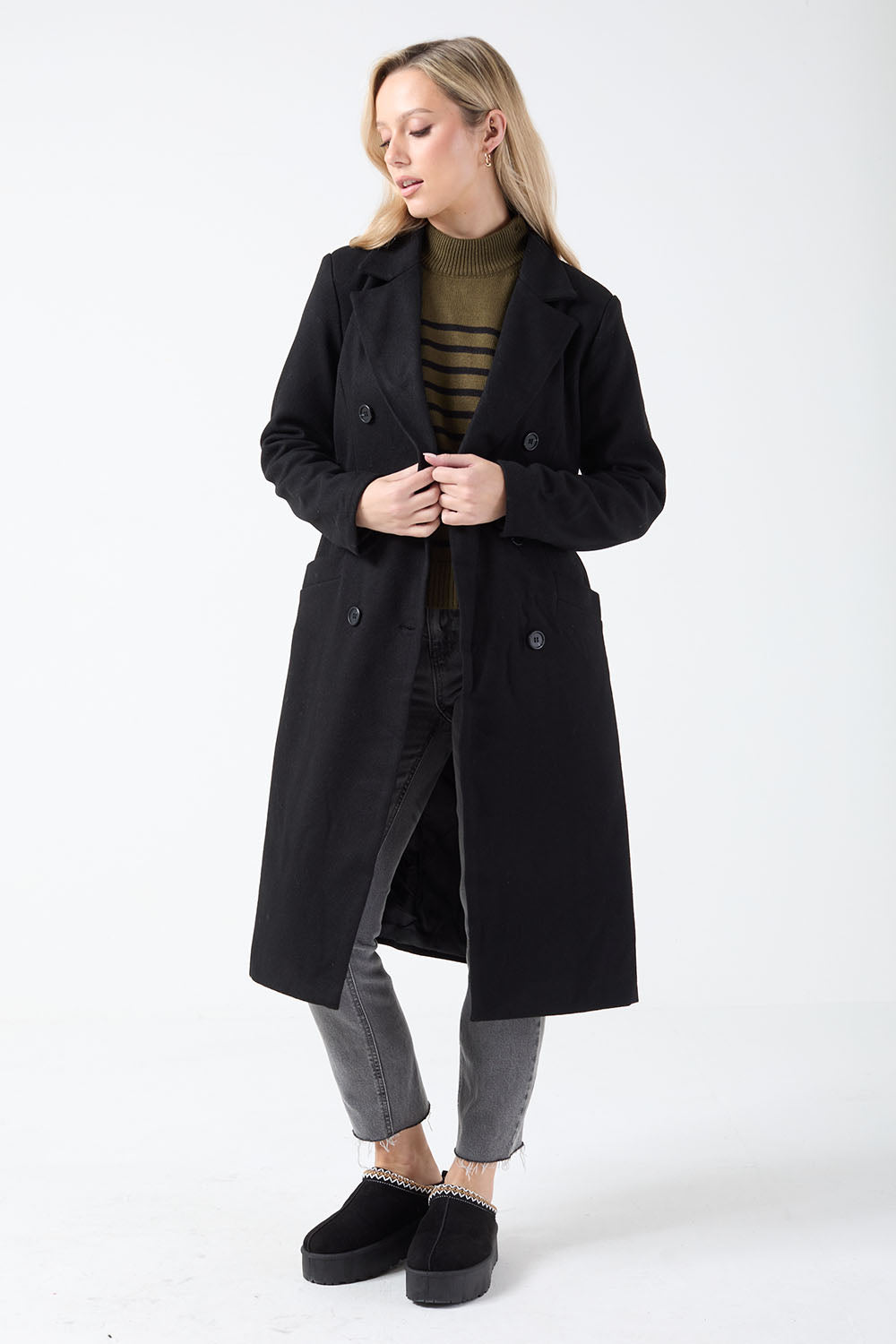 Maura Longline Tailored Coat in Black