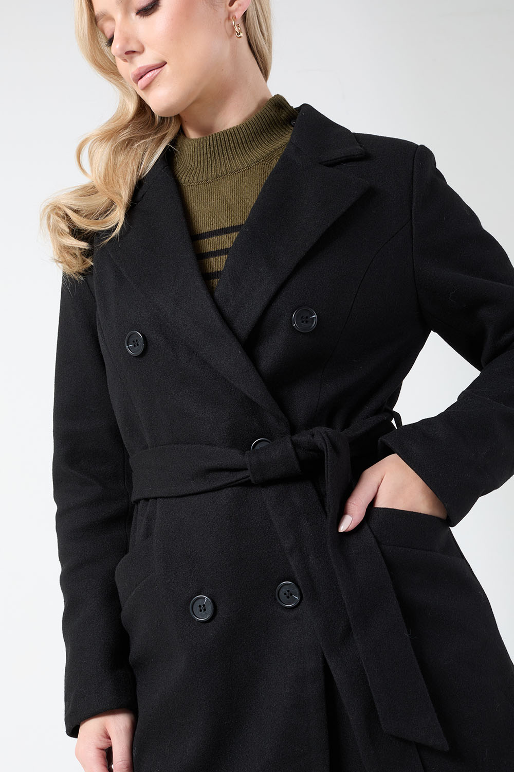 Maura Longline Tailored Coat in Black