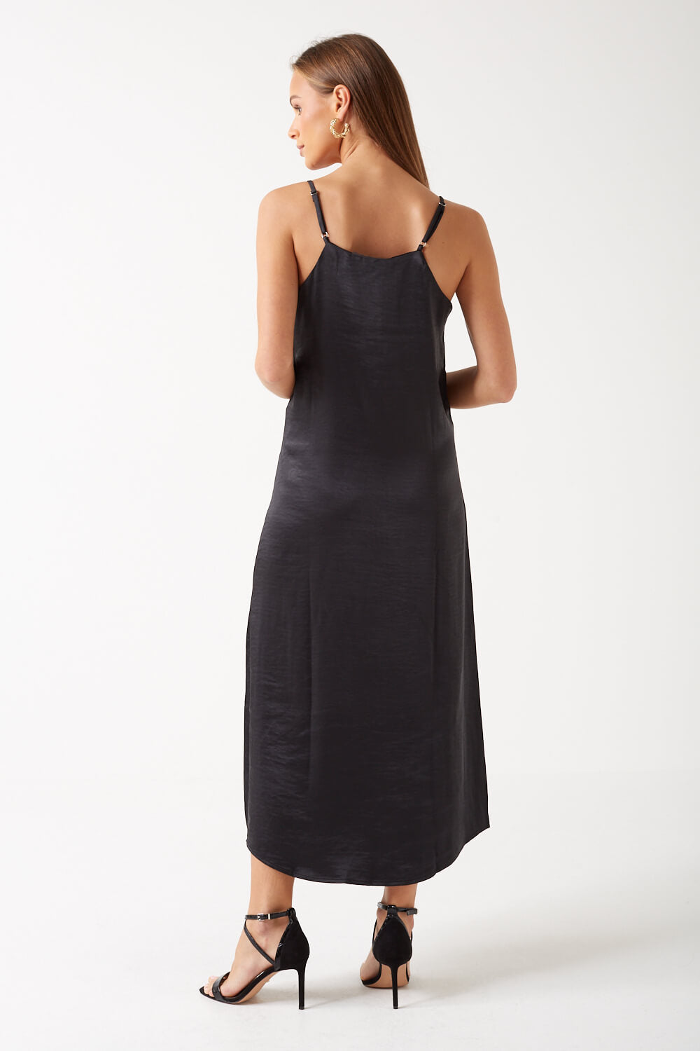 Cosmo Slip Midi Dress in Black