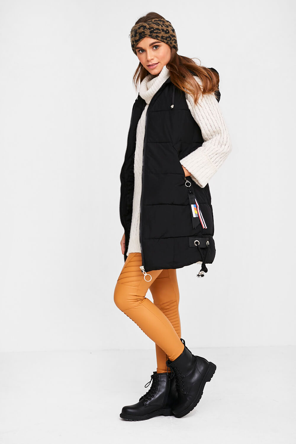 Alvia Faux Leather Leggings in Camel