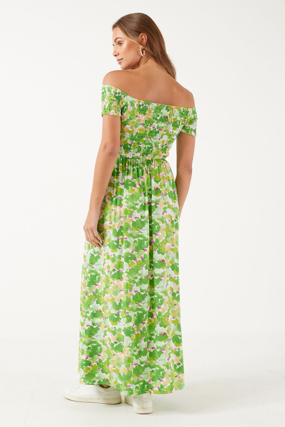 Geneva Bardot Maxi Dress in Green