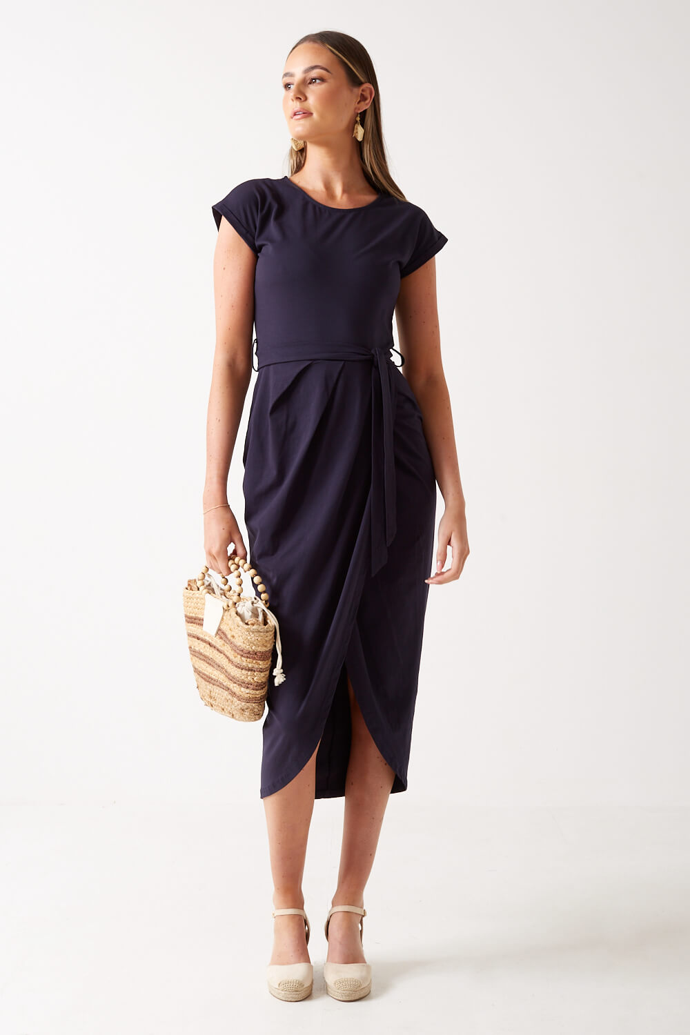 Stacey Midi Dress in Navy