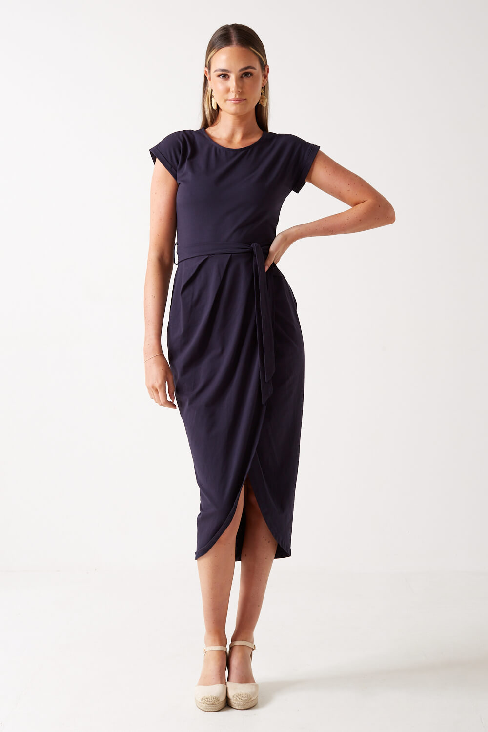 Stacey Midi Dress in Navy