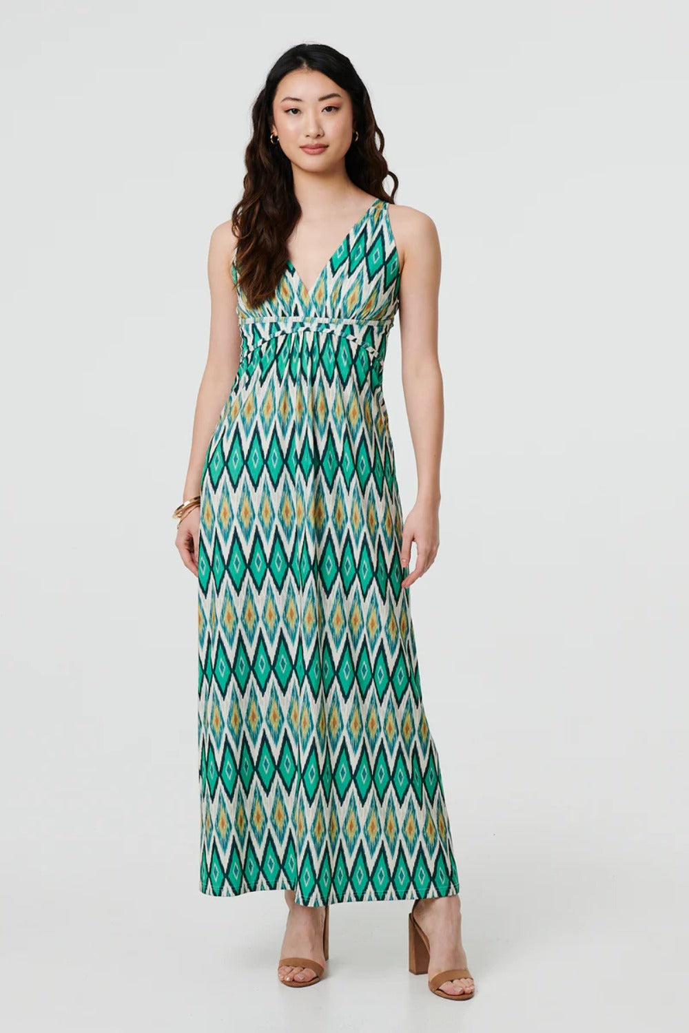 Abstract Print Maxi Dress in Green