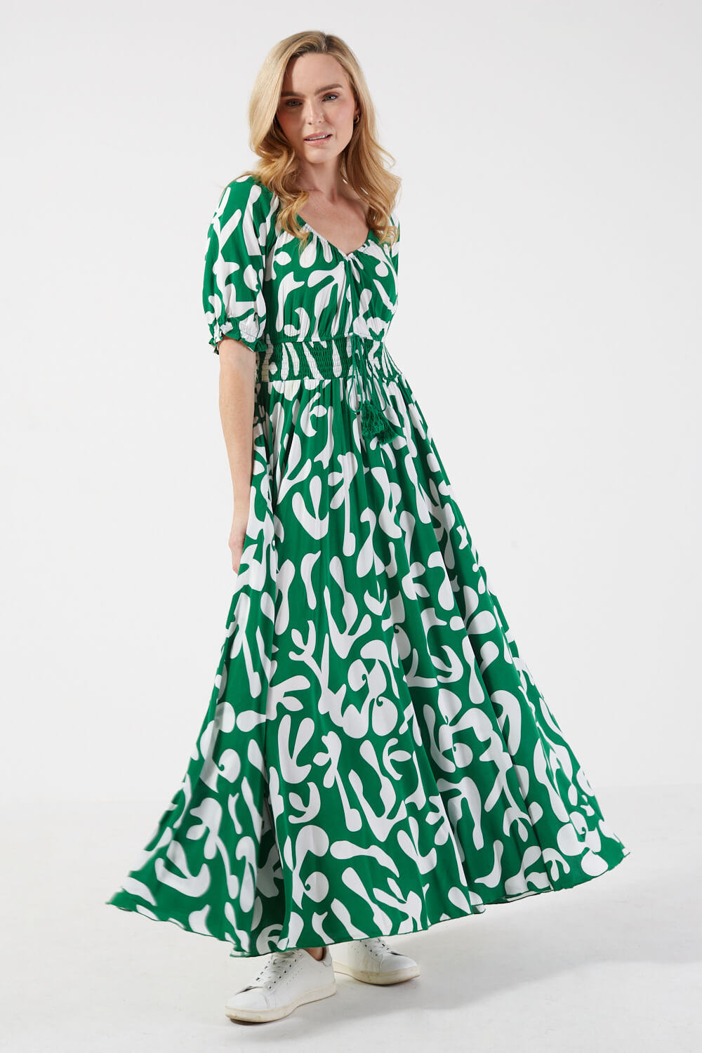 Vivian Maxi Printed Dress in Green