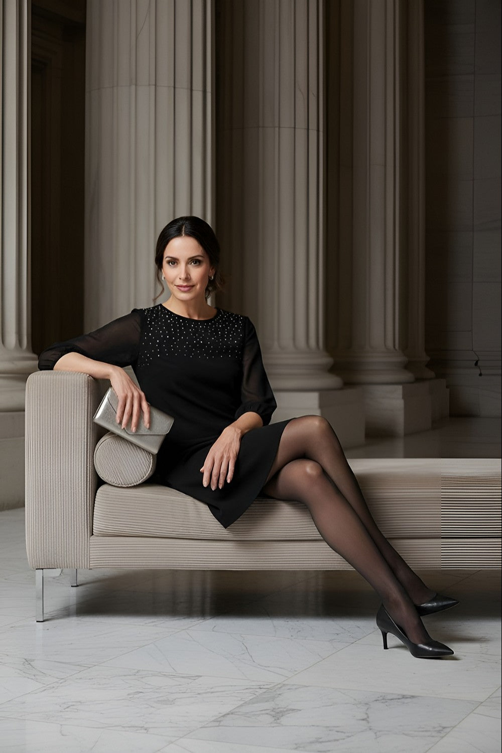 Faye Embellished Little Black Dress