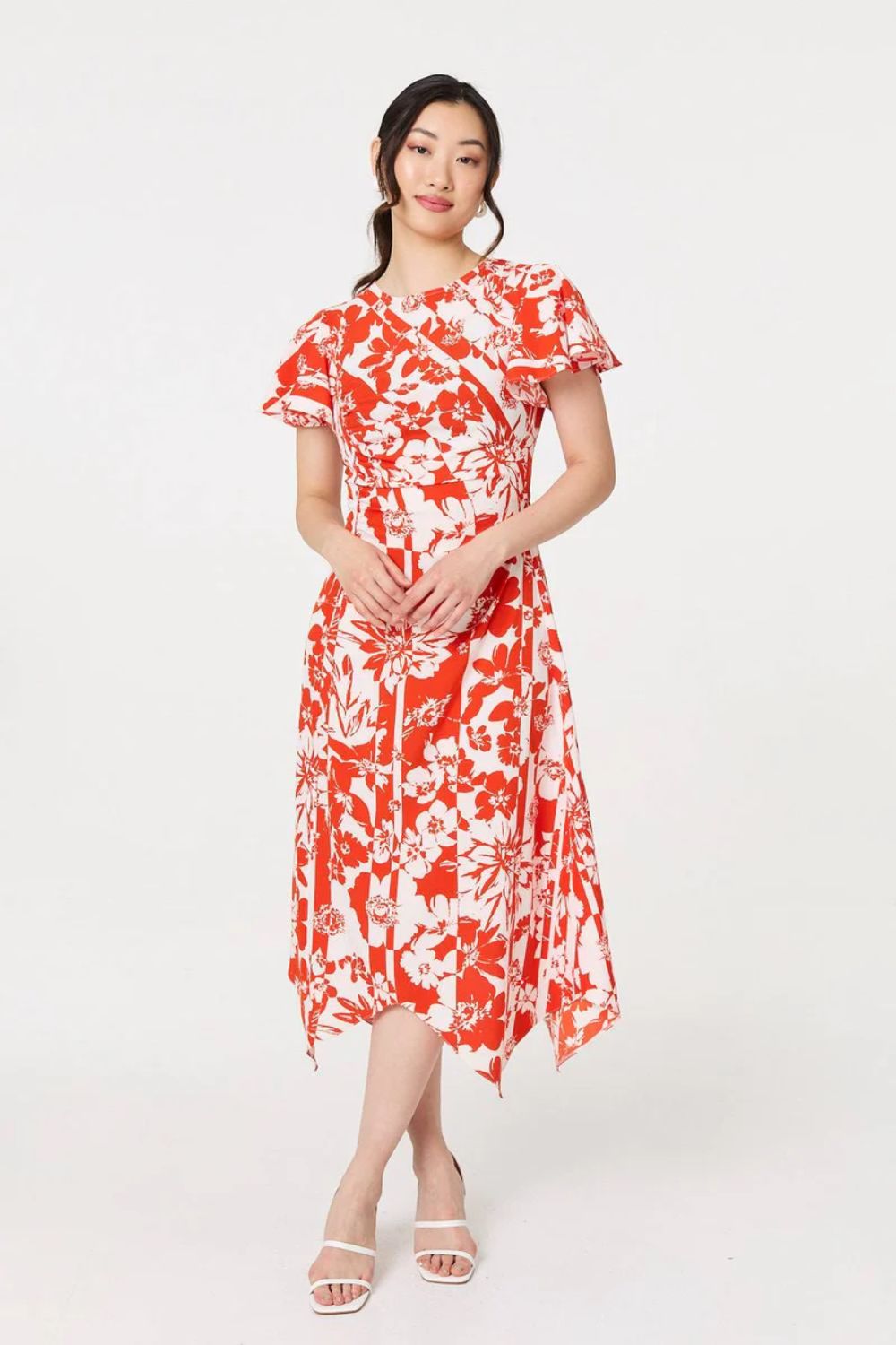 Belle Short Sleeve Floral Midi Dress