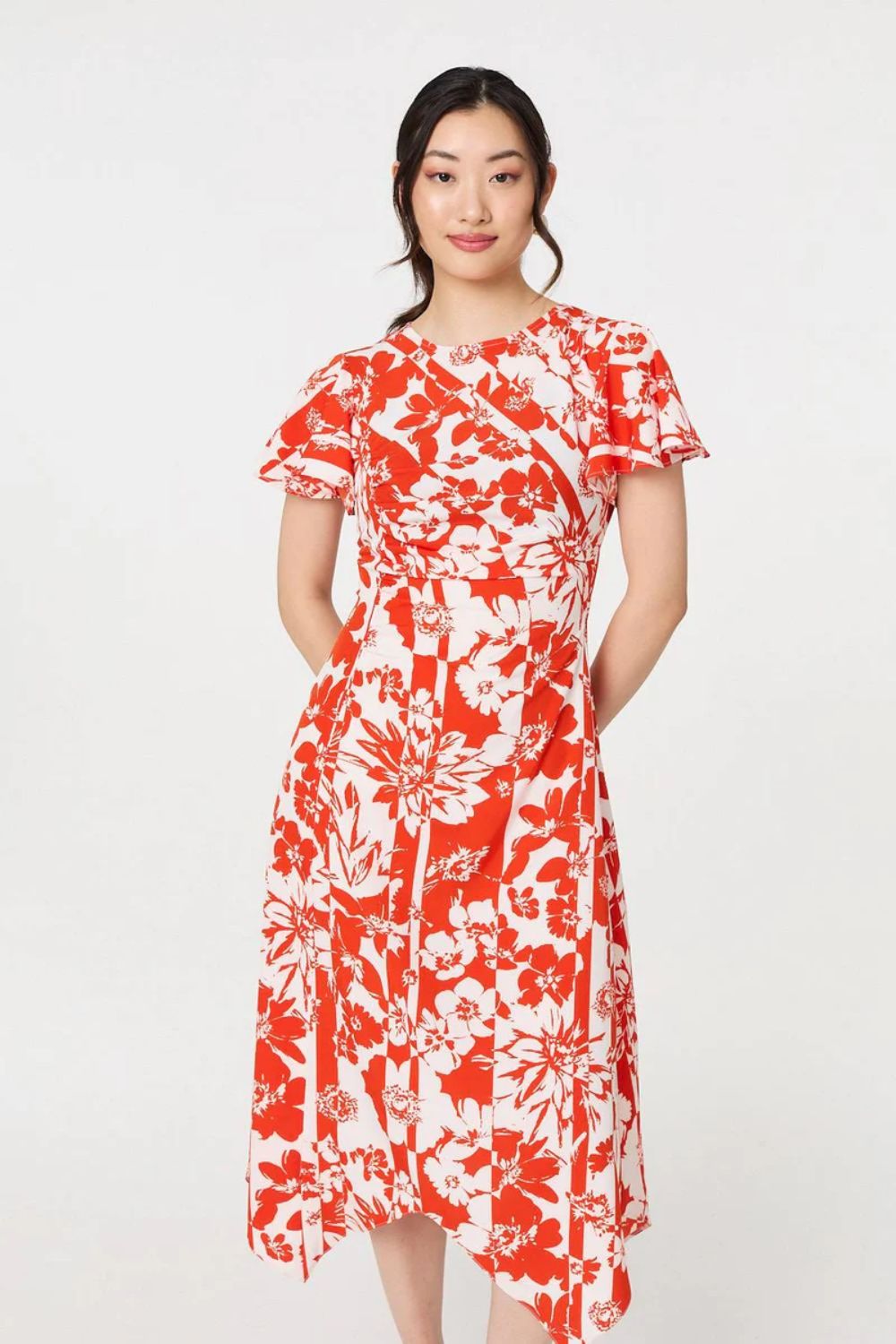 Belle Short Sleeve Floral Midi Dress