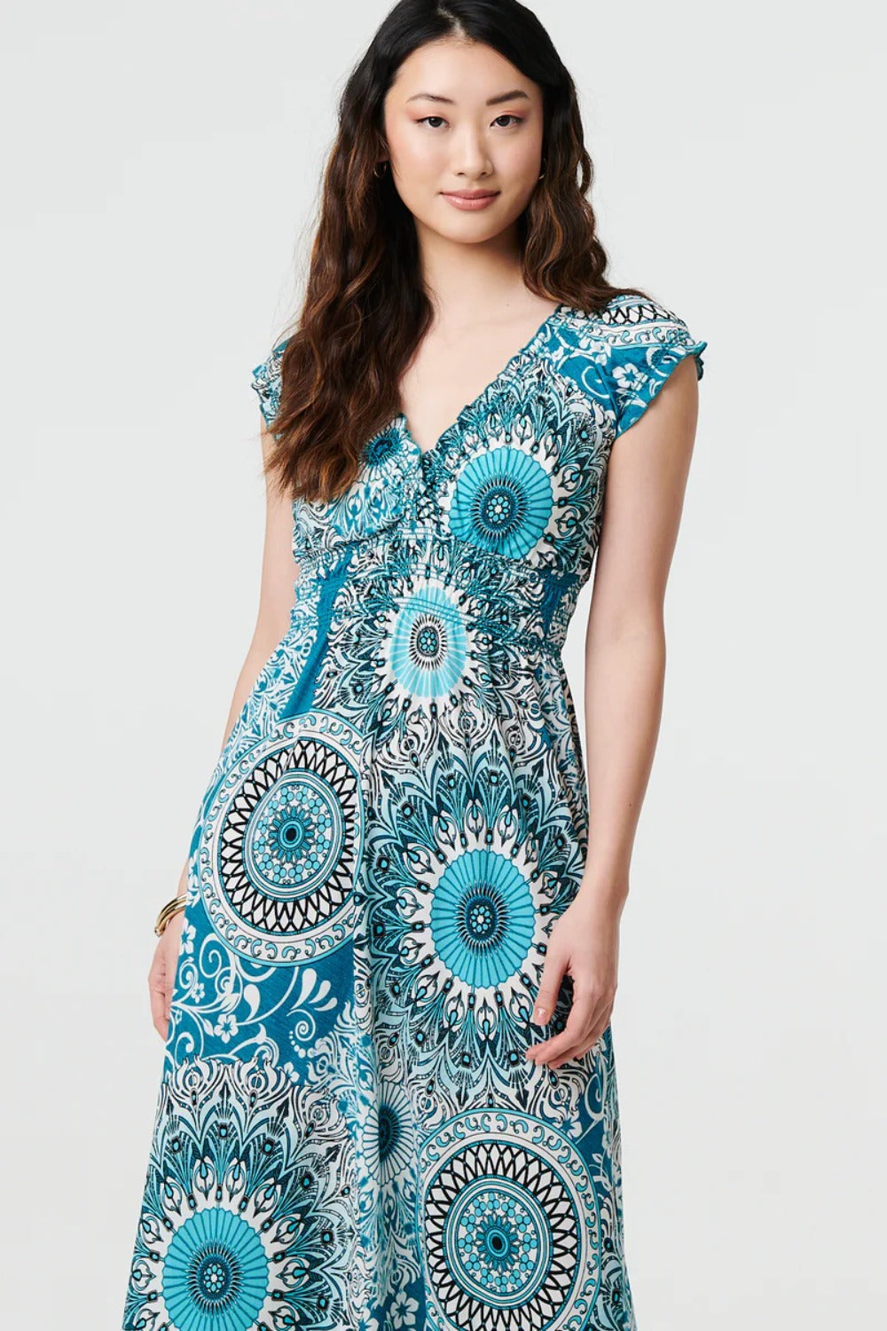 Mosaic Print Maxi Dress in Green