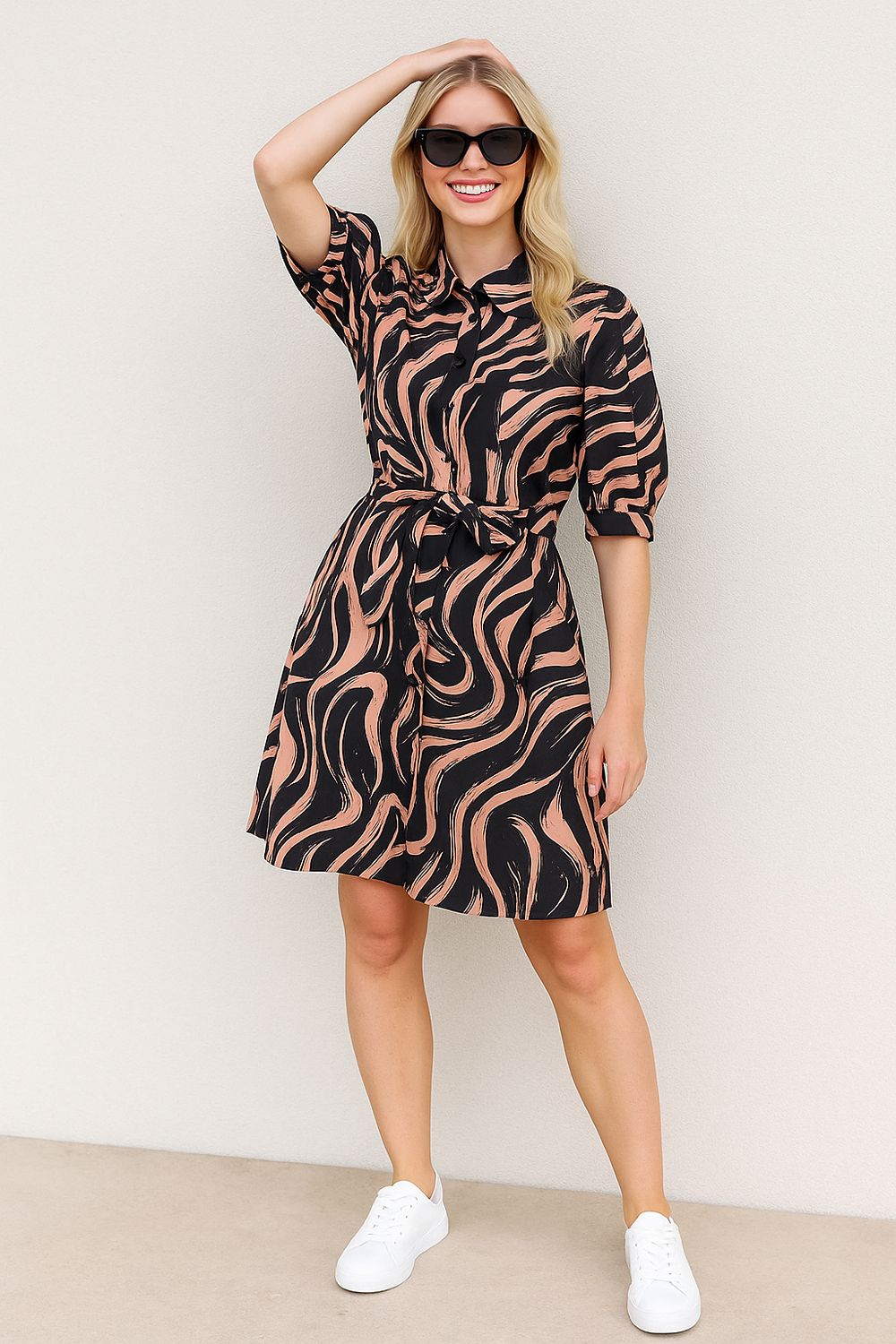 June Printed Shirt Dress in Pink