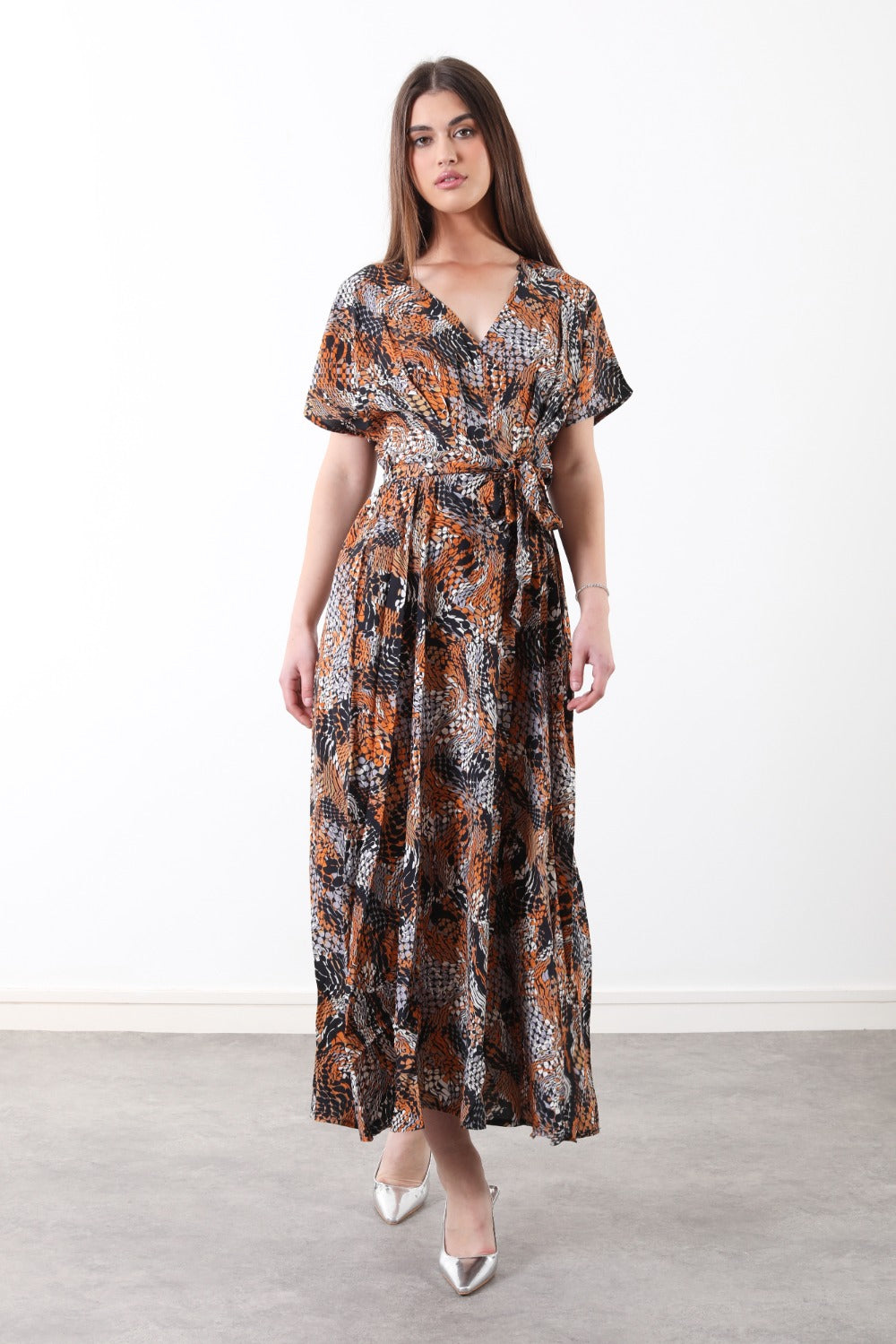 Leanne Animal Print Kimono Maxi Dress