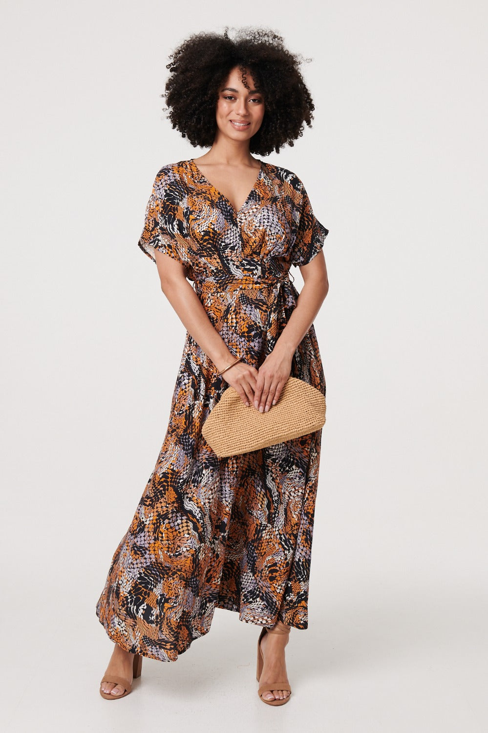 Leanne Animal Print Kimono Maxi Dress