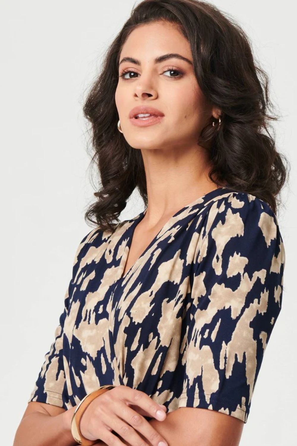 Sadie Printed Midi Dress in Navy