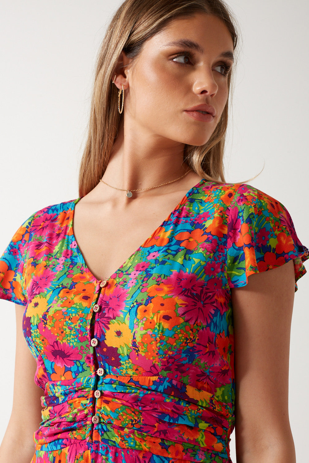 Annie Floral Print Maxi Dress in Multi