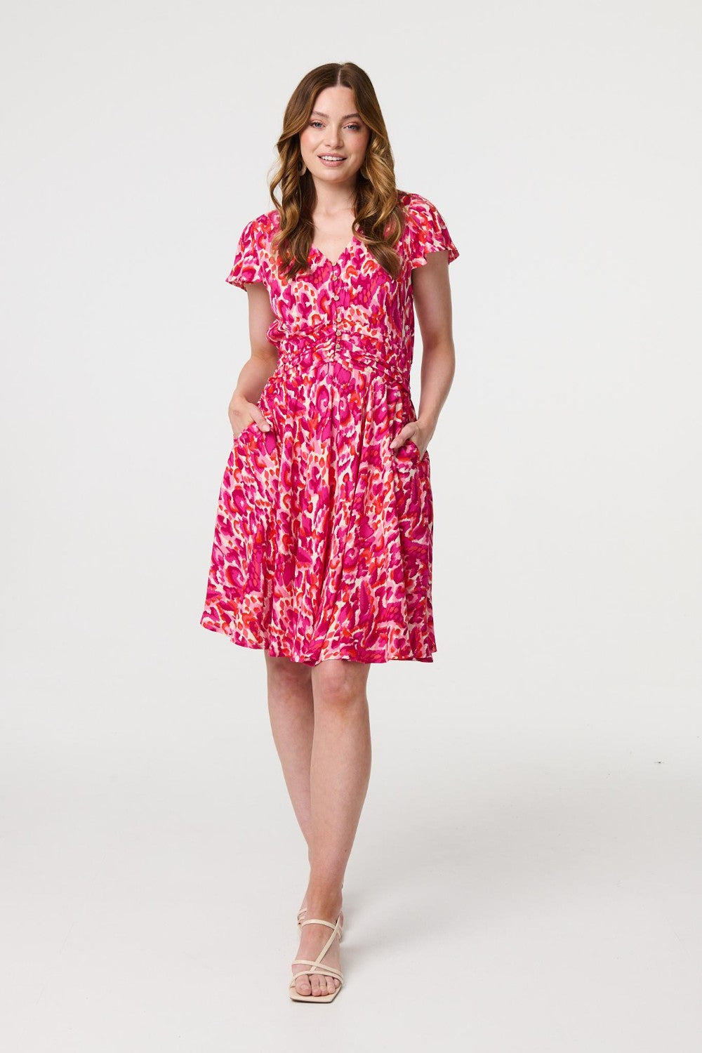 Leah Cap Sleeve Printed Short Dress