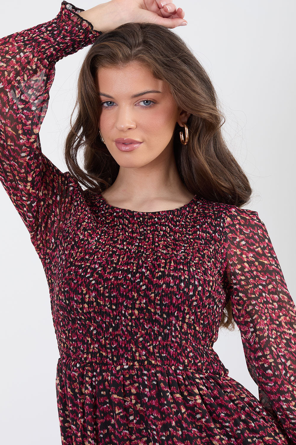 Madeleine Ditsy Floral Tier Puff Sleeve Midi Dress