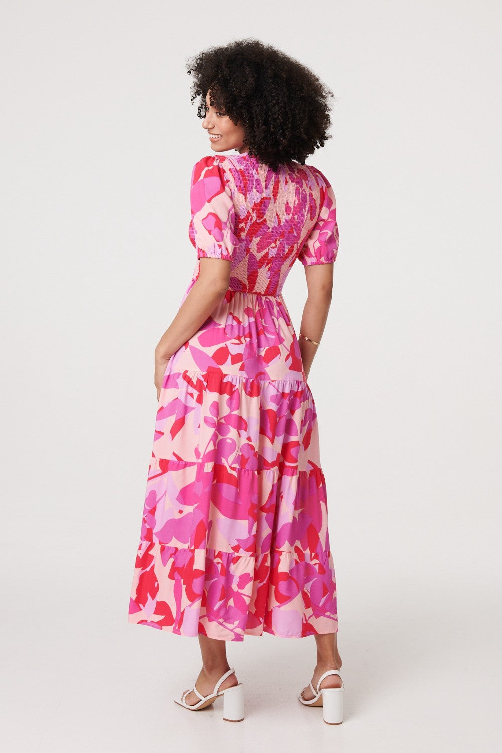 Carrie Smock Midi Dress in Pink