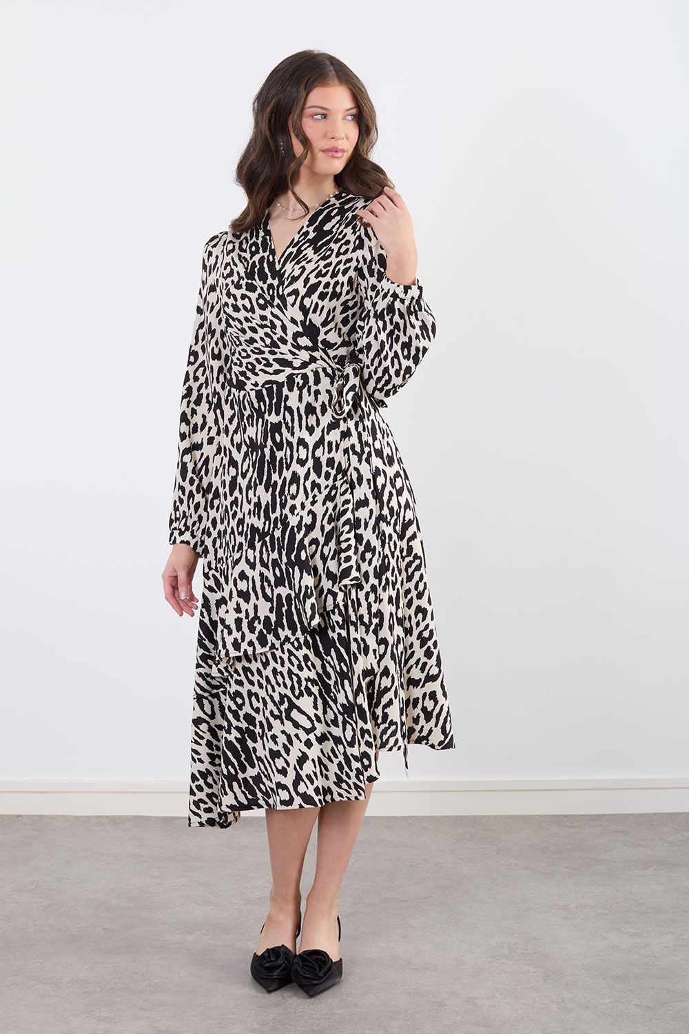 Nariko Animal Print Wrap Dress