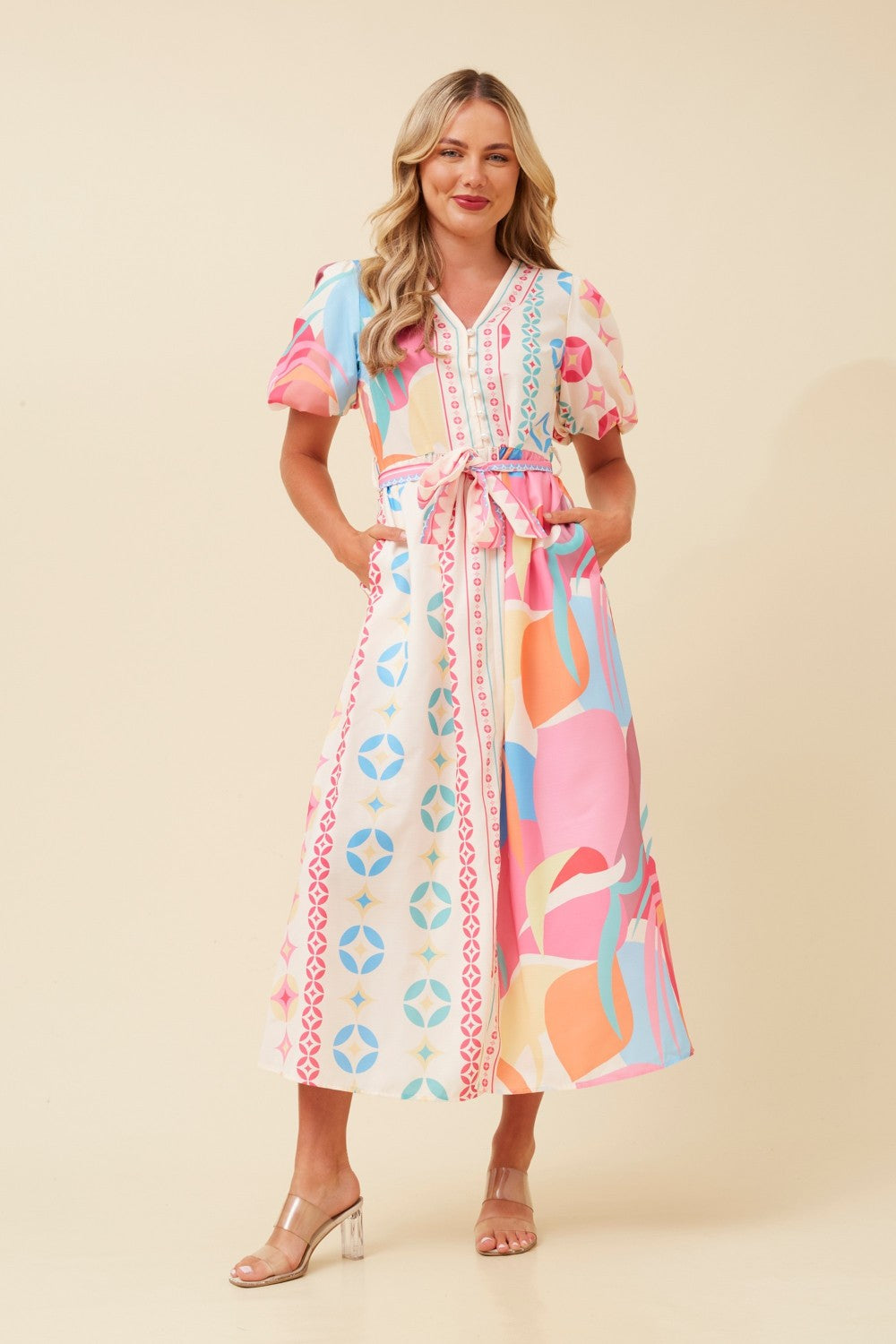 Liz Abstract Print Midi Dress