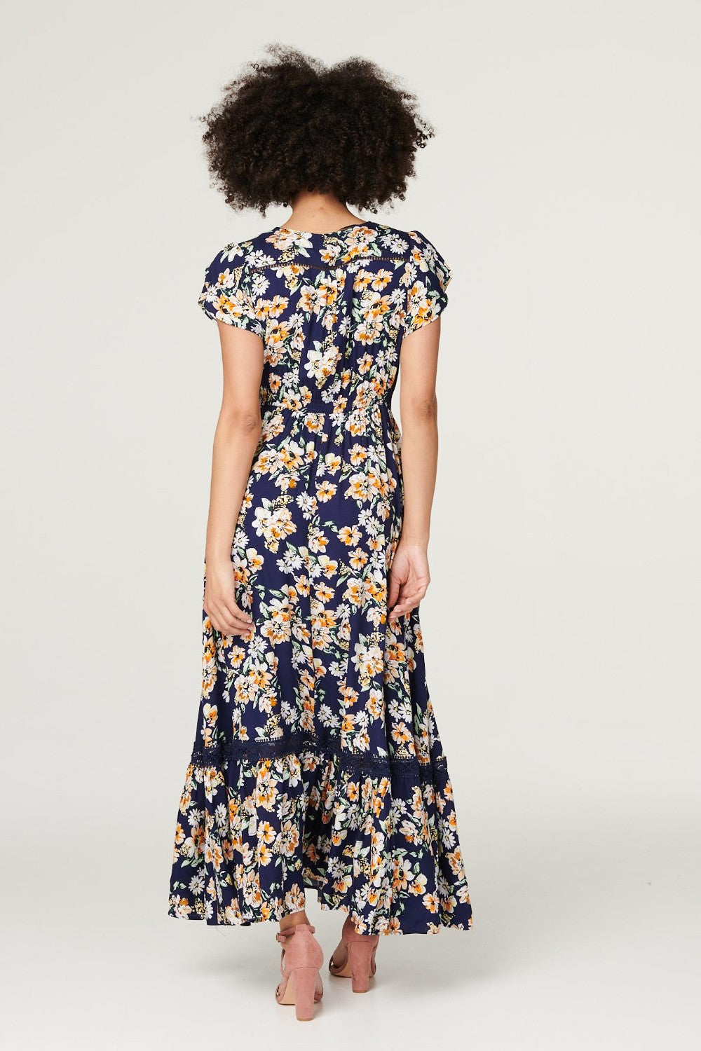 Lisa Button Through Maxi Dress in Navy