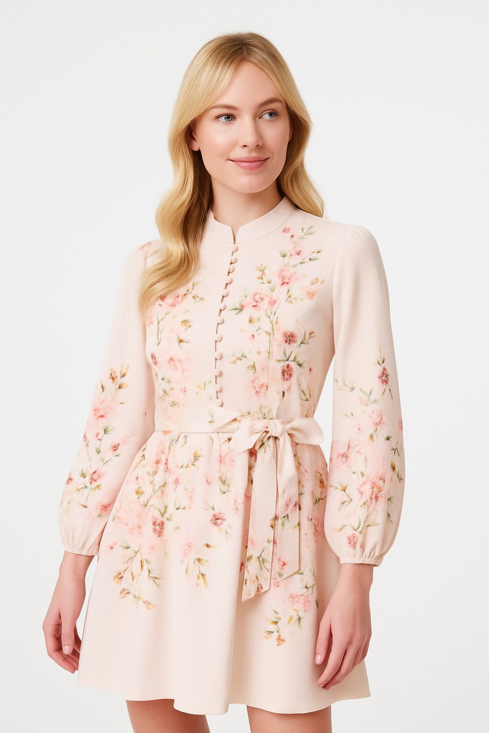 Fee Floral Print Short Dress in Pink