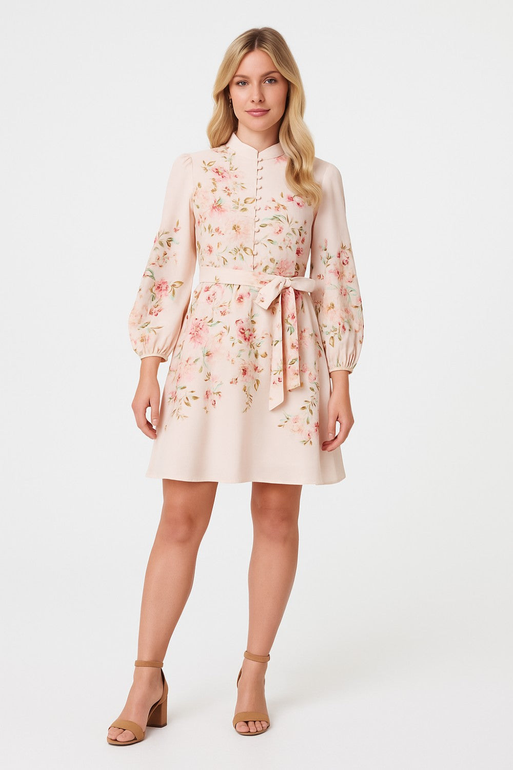 Fee Floral Print Short Dress in Pink