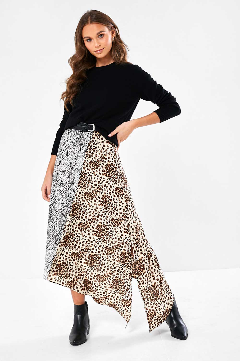 Denver Asymmetric Dress in Animal Print