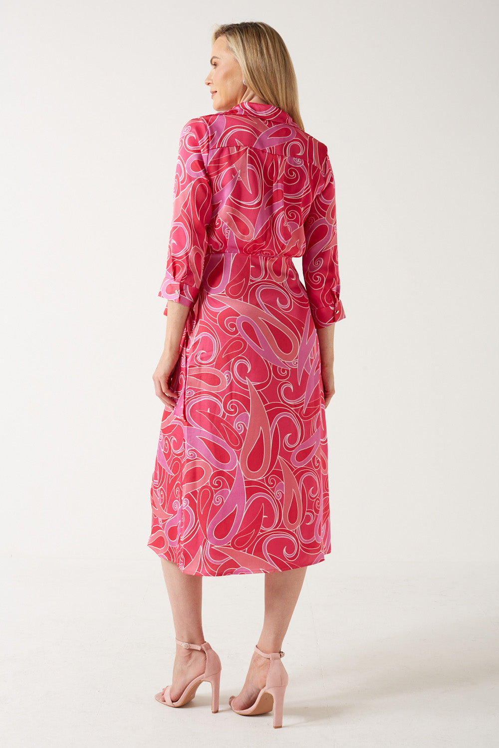 Dolly Printed Wrap Dress in Pink