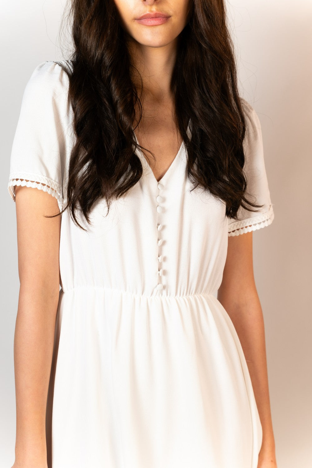 Freya Lace Detail Dress in Cream