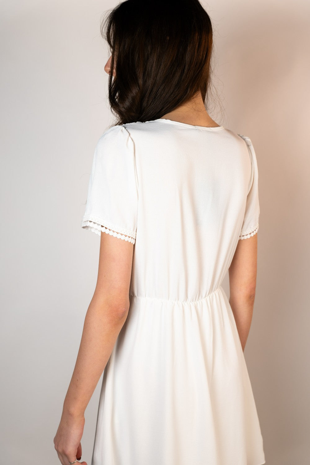 Freya Lace Detail Dress in Cream