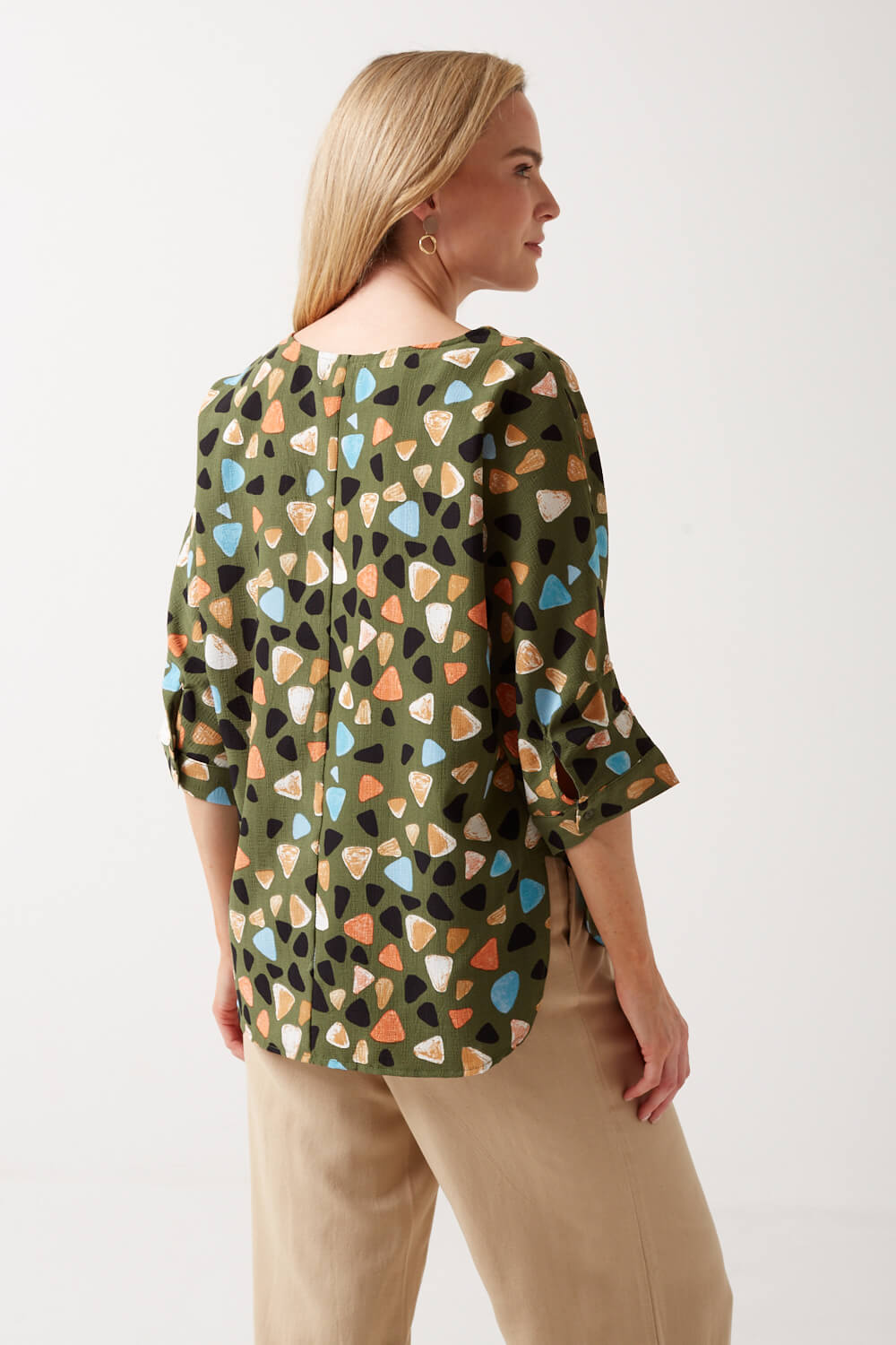 Elaine Printed Top in Khaki