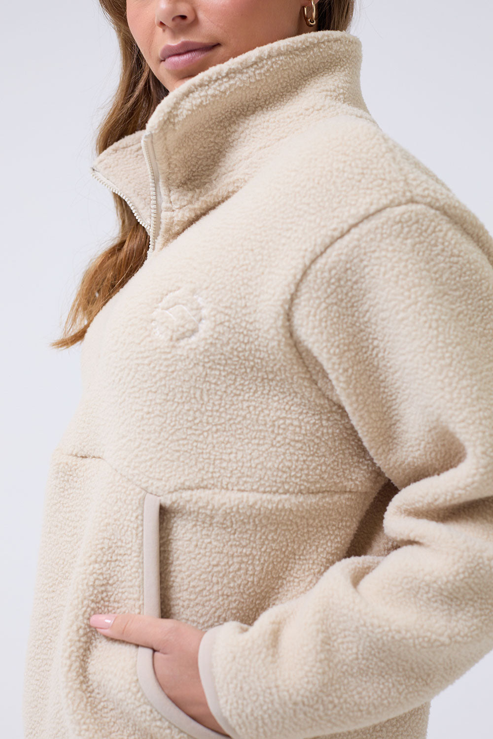 Molly Zip Front Fleece in Beige