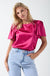 Annie Satin Short Sleeve Top in Cerise