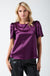 Annie Satin Short Sleeve Top in Purple