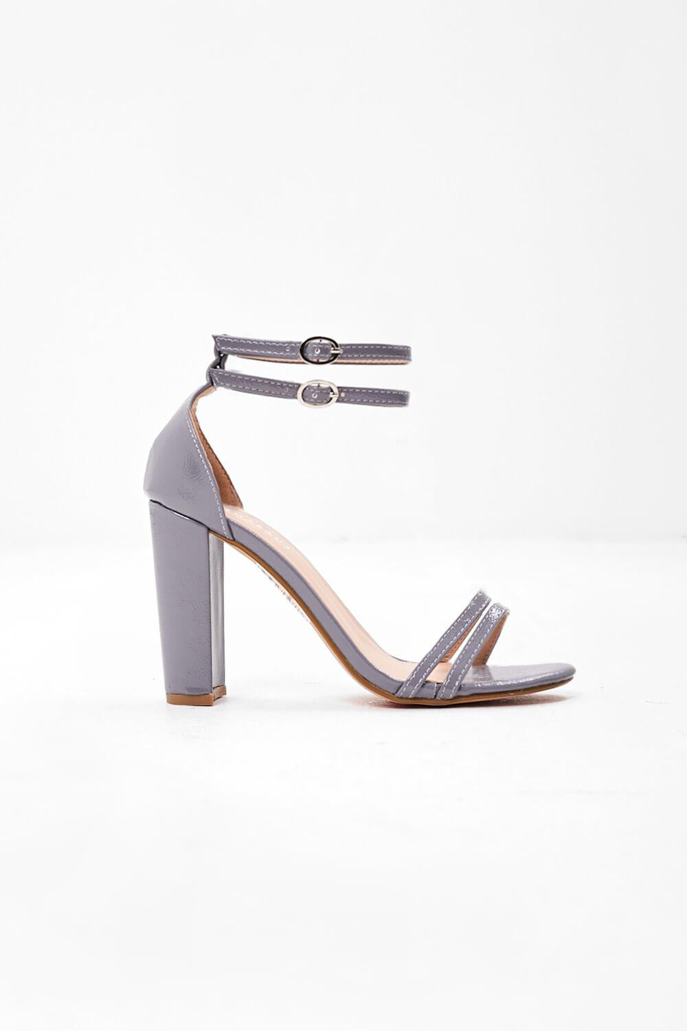 Wes Barely There Heeled Sandal in Grey Patent