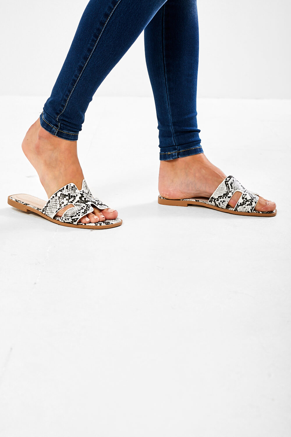 Lolly Snakeskin Slider Sandals