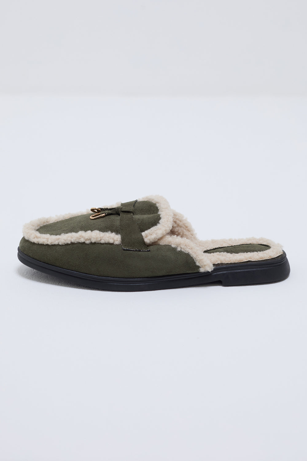Sue Teddy Lined Slip Ons in Khaki
