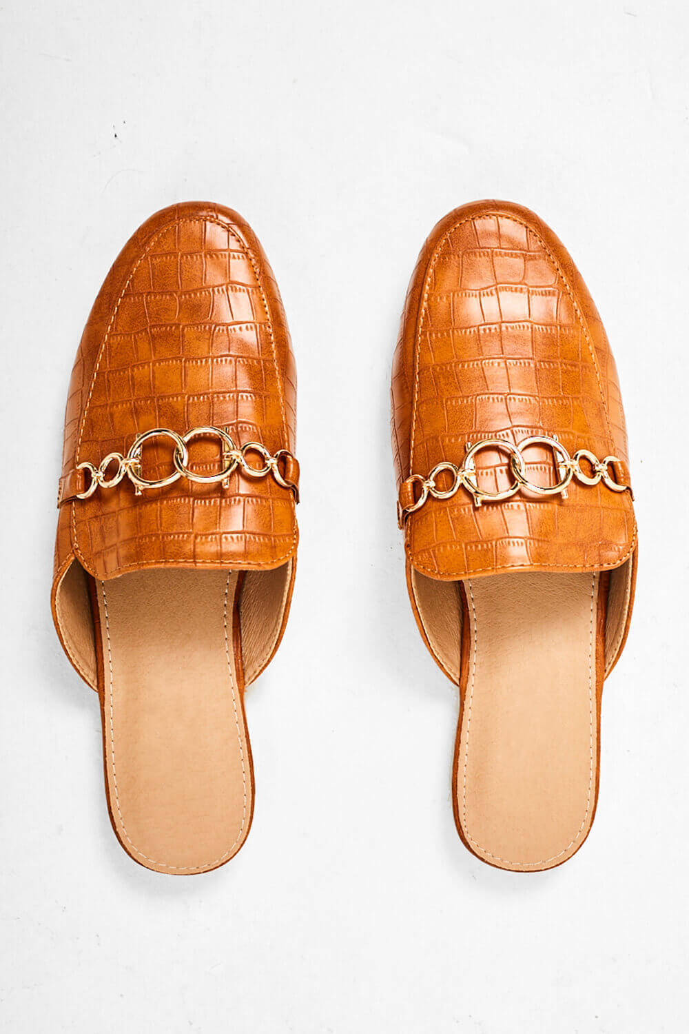 Remi Backless Chain Mule Loafer in Croc