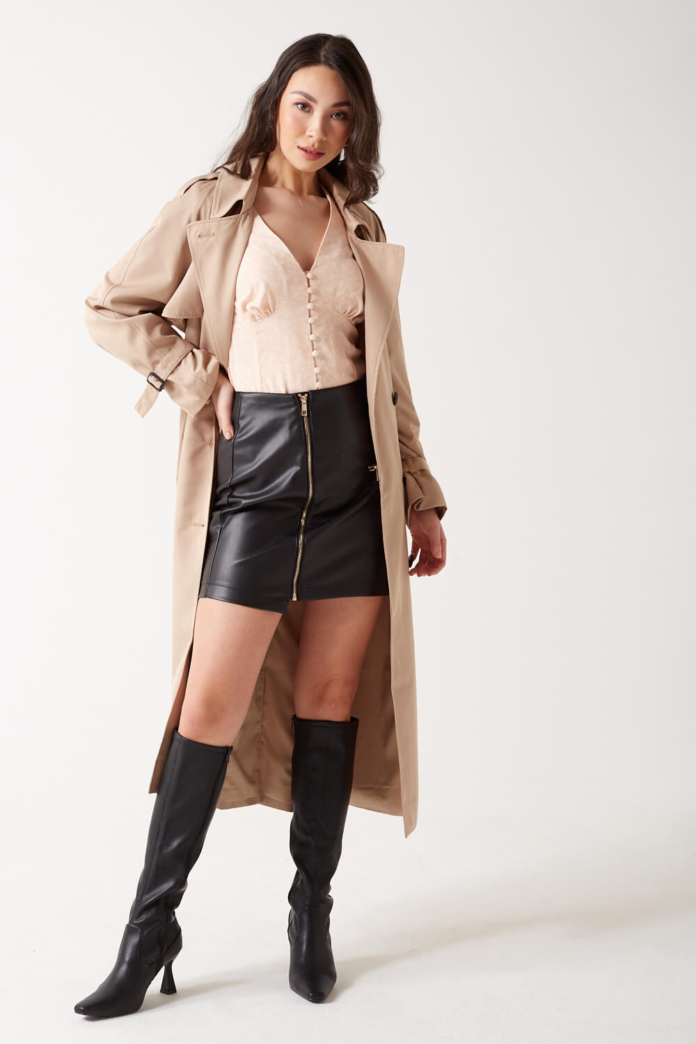 Erina Puff Sleeve Floral Blouse in Peach