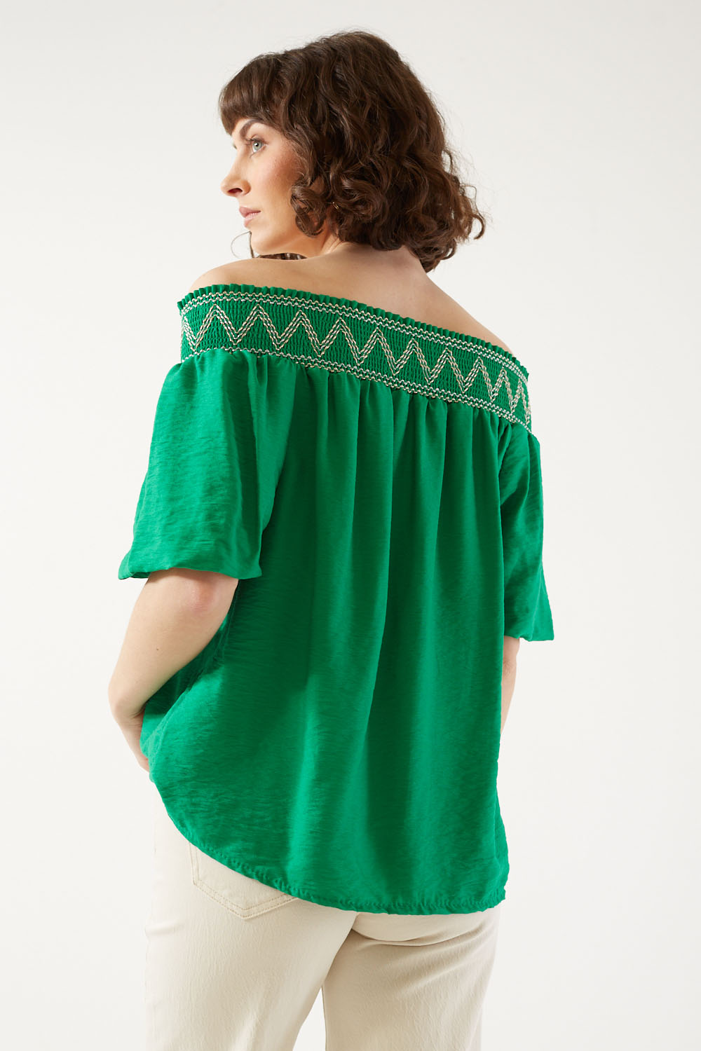Carmelia Elasticated Top in Green