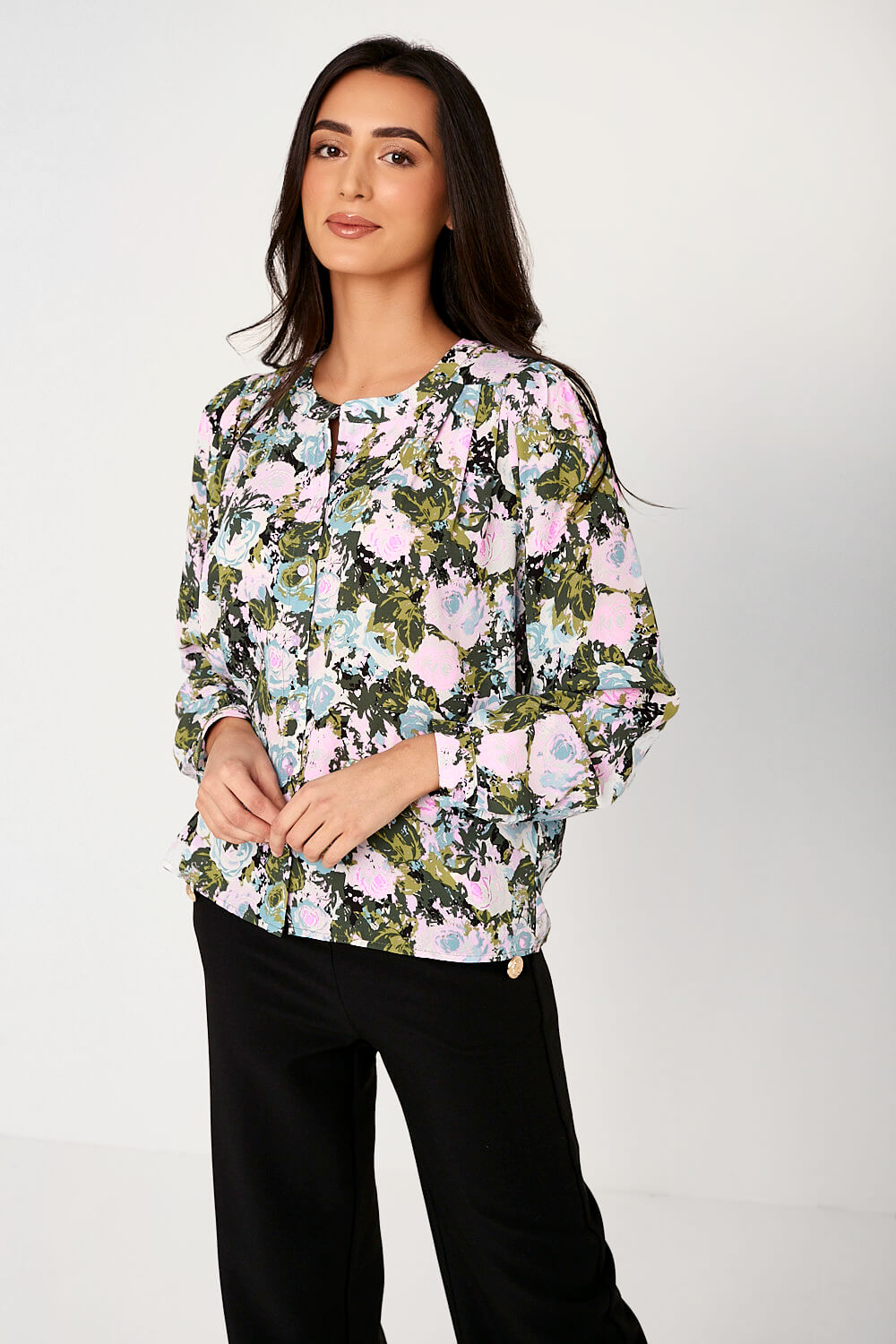 Gaya Floral Button Up Shirt in Purple