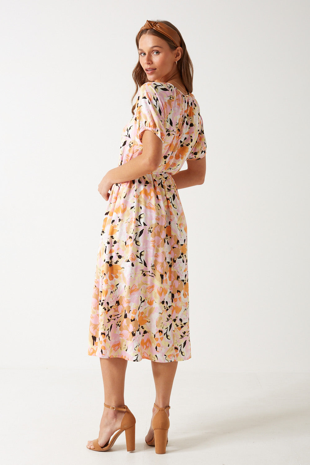 Gia Floral Print Midi Dress in Multi